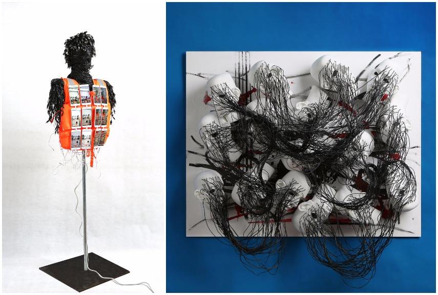 Left: Liu Bolin - Lifejacket, 2016 / Right: Liu Bolin - Nothing to Say, 2016