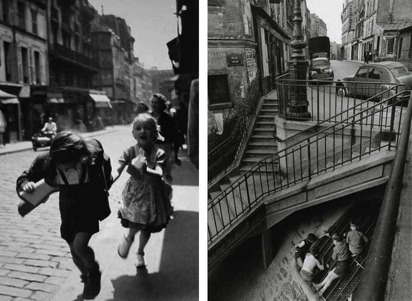 Louis Stettner - Rue des Martyrs, Paris, 1951, Willy Ronis - Kinder in Belleville, Paris, 1959