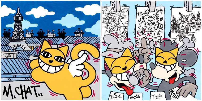 Left M.Chat-M.Chat in Love, 2016 Right M.Chat-Durer Haring M.Chat, 2016