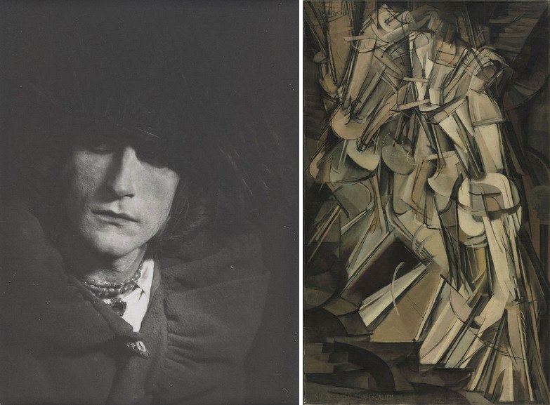 Left Man Ray - Man Ray - Duchamp as Rrose Sélavy Right Marcel Duchamp - Nude Descending a Staircase