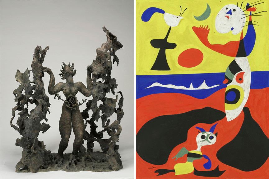 Left Maria Martins - The Two Sacred Ones Right Joan Miro - Summer