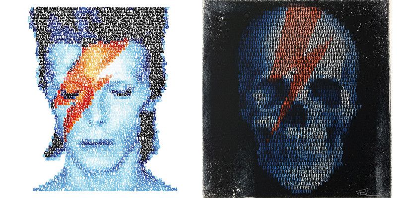 Left Mike Edwards - Bowie Handwritten Songs, 2013, Right Mike Edwards - Dancing Skull, 2013