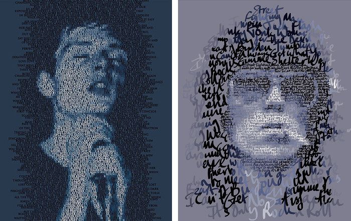 Left Mike Edwards - Ian Curtis, 2015, Right Mike Edwards - Keith Richards, 2014
