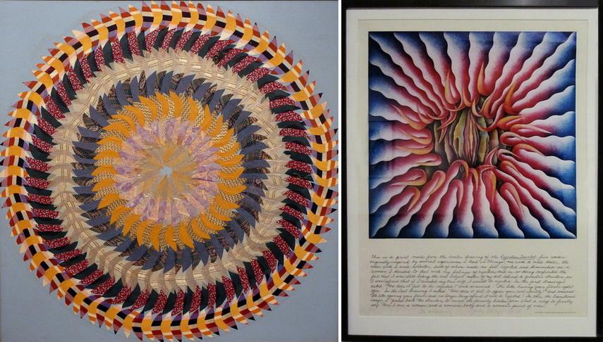 Left Miriam Schapiro - Golden Pinwheel Right Judy Chicago - Rejection Quintet
