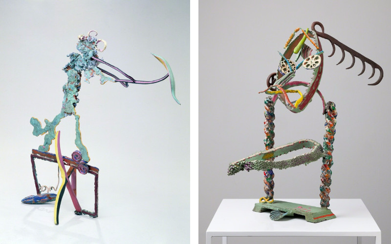 Left Nancy Graves - Walk (Spill Series), 1983, Right Nancy Graves - Apropos Anthropos, 1986, wax works at the New York gallery