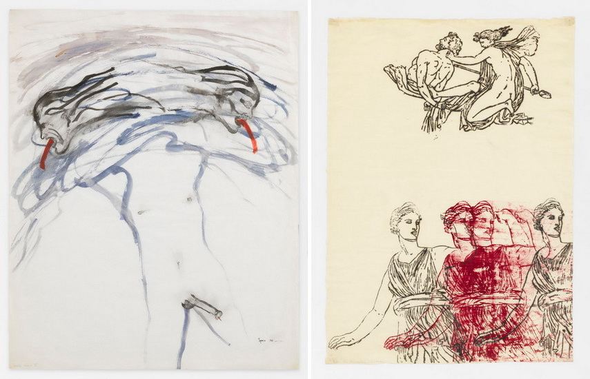 Left Nancy Spero - Male Bomb Right Left Nancy Spero - Artemis Goddess and Centaur