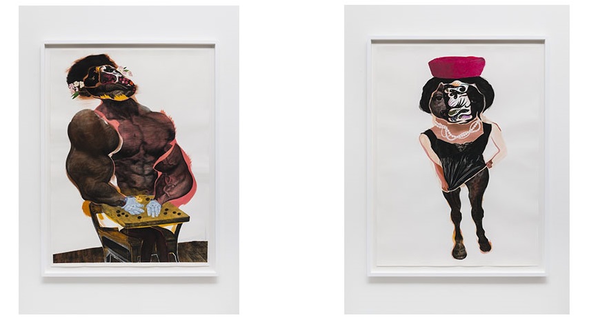 Left: Nathaniel Mary Quinn - LaLa, 2014 / Right:Nathaniel Mary Quinn - Sister Odell, 2014