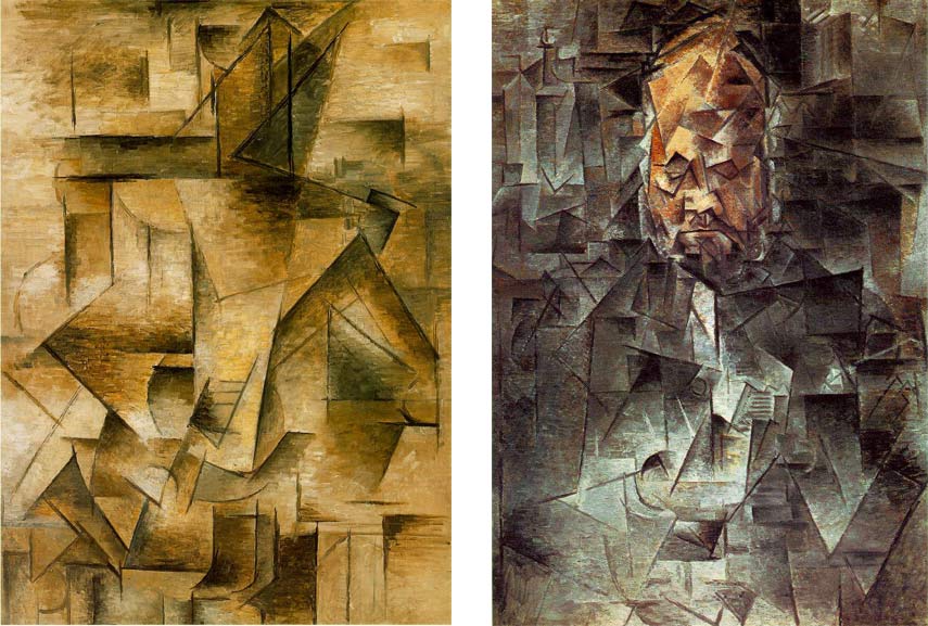 analytical cubism art and paintings by Left: Pablo Picasso - Artwork / Right: Pablo Picasso - Portrait of Ambroise Vollard