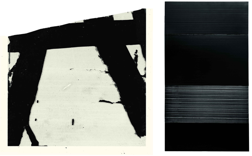 Left Pierre Soulages - Goudron sur verre, 1948 Right Pierre Soulages - Painting