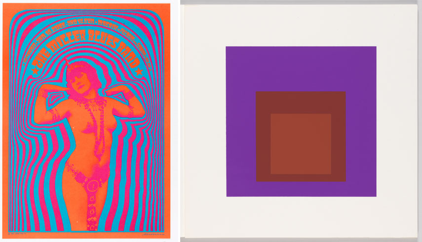 Left Poster, The Miller Blues Band, 1967 Right Print, Palatial, Homage to the Square, Soft Edge – Hard Edge, 1965