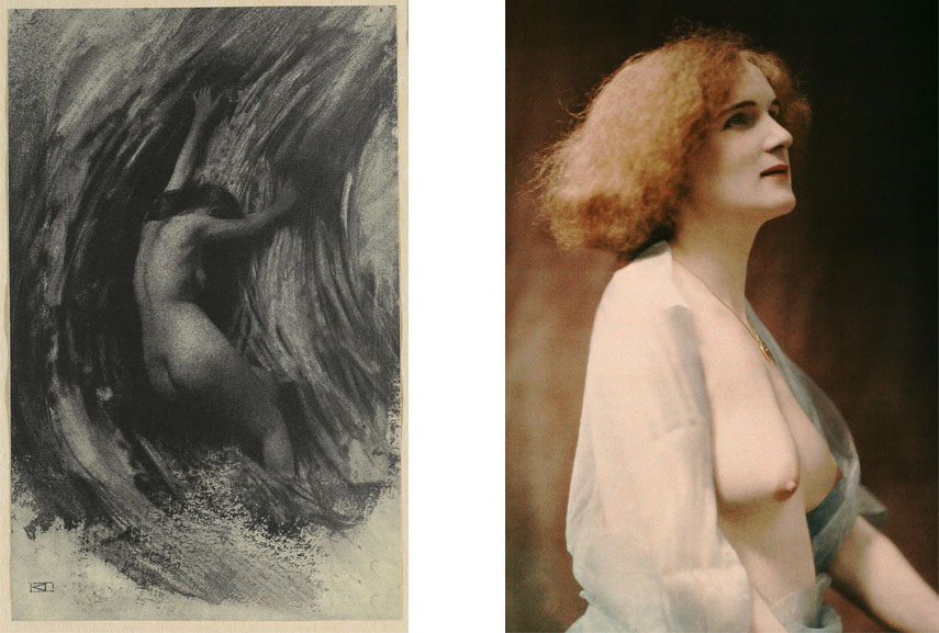Left: Robert Demachy - Struggle, 1904 / Right: Robert Demachy - Nu drapé voile bleu, detail, ca 1907-15