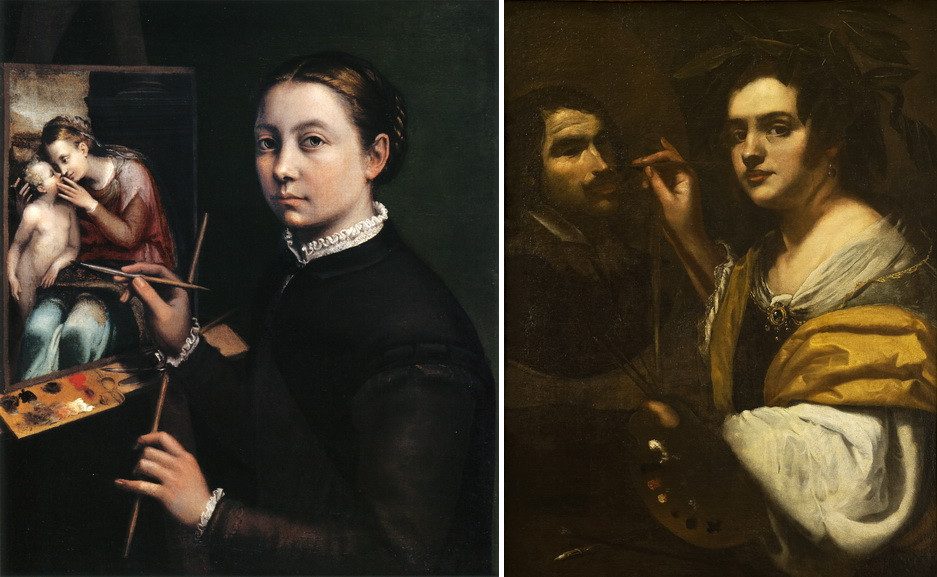 Left Sofonisba Anguissola - Self-portrait Right Artemisia Gentileschi - Self-portrait