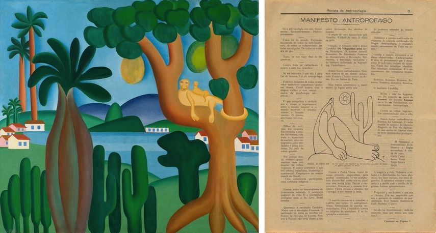 Postcard (Cartão-postal), 1929, Oswald de Andrade (Brazilian, 1890–1954) with drawing by Tarsila do Amaral.