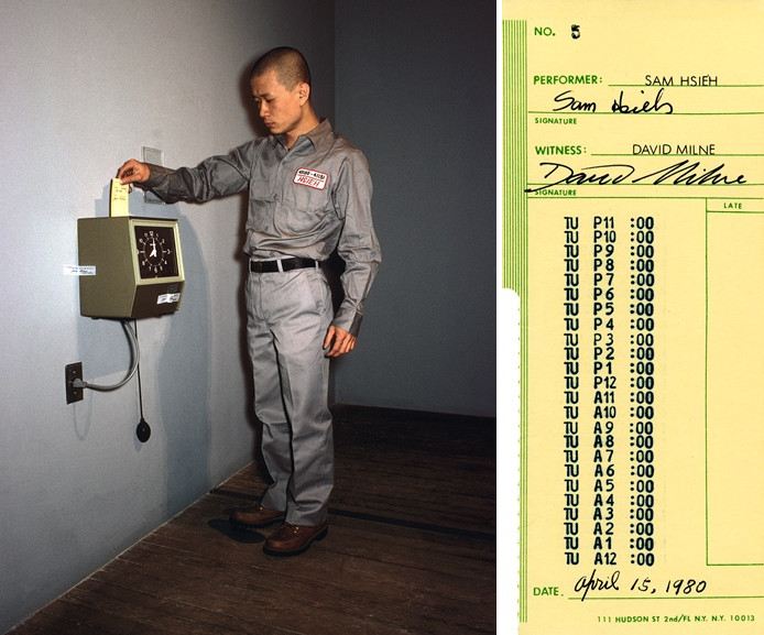 Left Tehching Hsieh - One Year Performance Punching the Time Clock Right Tehching Hsieh - One Year Performance Time Card