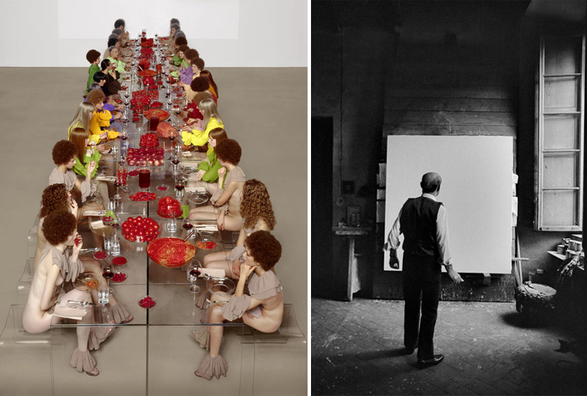 Left Vanessa Beecroft - VB52.002.NT, 2003 Right Ugo Mulas - Lucio Fontana, Milano, 1964