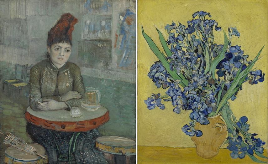 Left Vincent van Gogh - In the Cafe Right Left Vincent van Gogh - Irises. MFAH 2019 Houston Texas