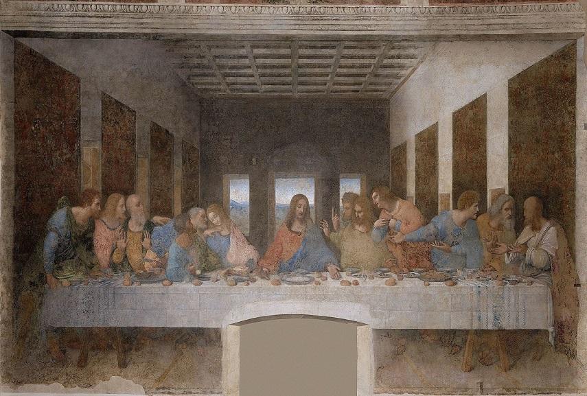 Example of approximate symmetrical balance in art in The Last Supper painting by Leonardo da Vinci