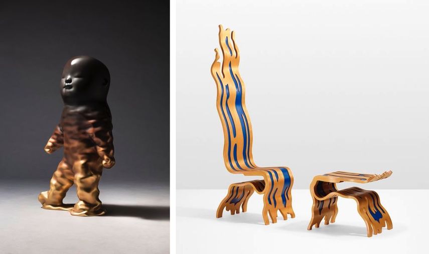 Li Chen - Reverberance, 2015, Roy Lichtenstein - Brushstroke Chair, 1986