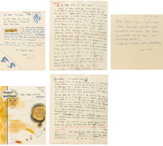 Lucian Freud - Cache of Six Letters from Lucian Freud to Stpehen Spender (Lot 202). Estimated at $3,124-$4,685; sold for $140,563