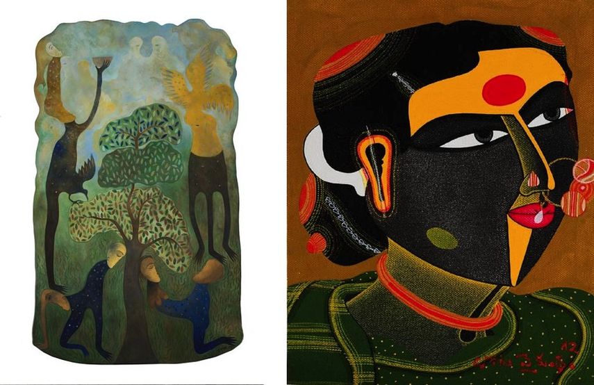 Manuel Mendive - Fragmento de un paisaje. Acacia Gallery, Thota Vaikuntam - Untitled. Arushi Arts, on view at one of the biggest Los Angeles art events