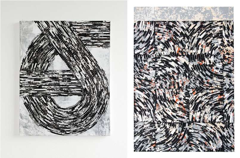 probiere 2017 in oakland, athen pieces on wood and paper - brake brock
