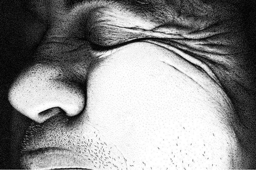 Pointillism Portrait Black And White