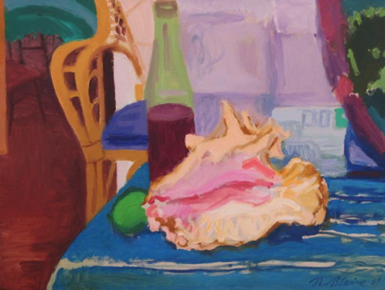 Nell Blaine - Shell and Wine Bottle