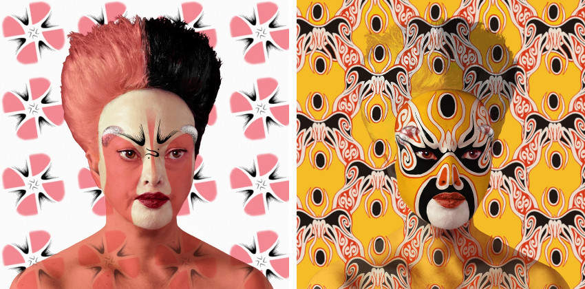 work by French artist Orlan - Images from Peking Opera Facial Designs, 2014