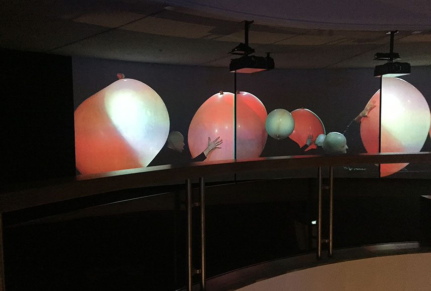 Panoramic video displays in the atrium of the Fridericanianum
