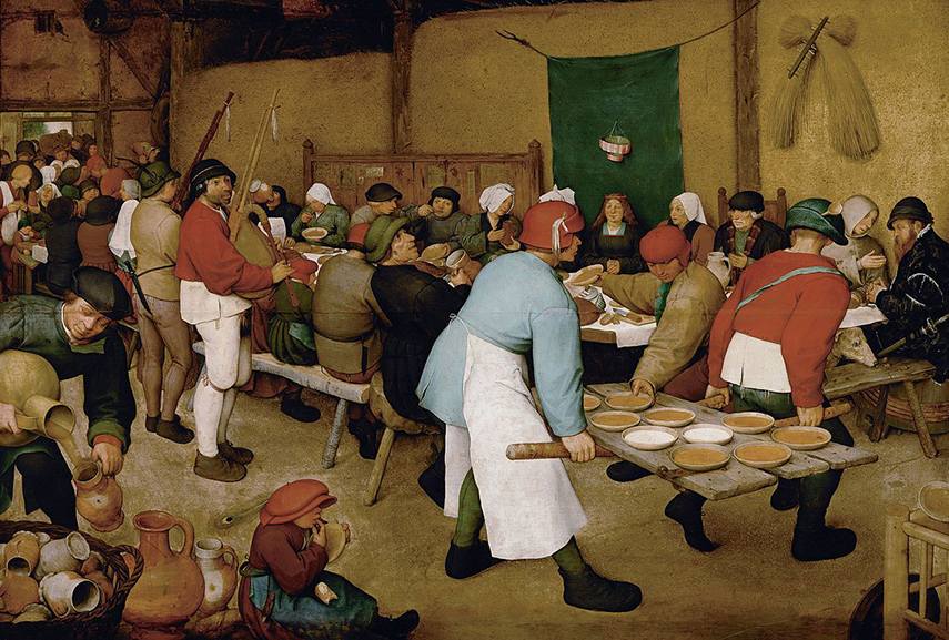 Bruegel's painted scene of a peasant wedding