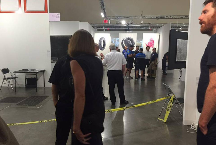 Police tape around the stabbing scene at Art Basel Miami Beach. Courtesy Miami Herald