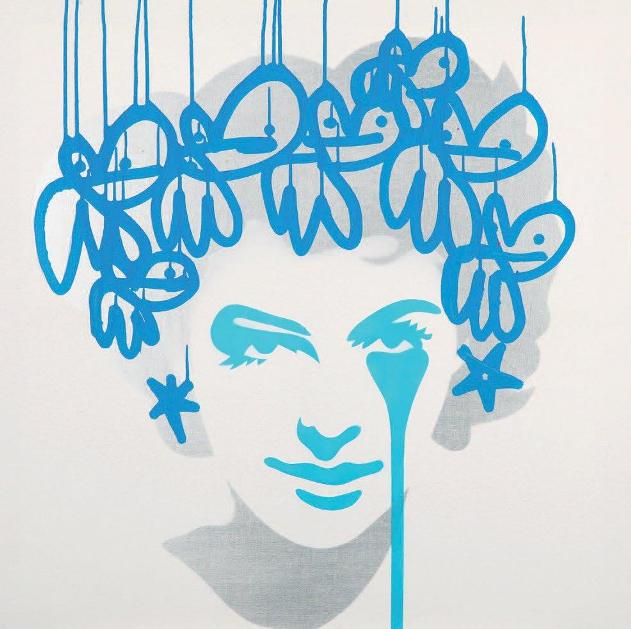 Pure Evil - Frank Sinatra’s Nightmare - Vertigo Ava, Blue, 2014 (76 x 76 cm)