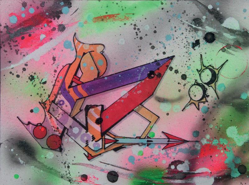 Rammellzee - Ikonoklast Panzerism letter “B”, 1987 (38,3 x 51 cm)