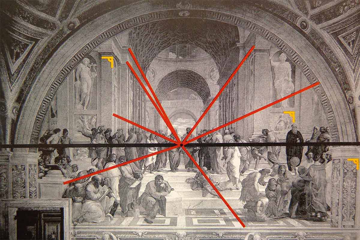 Perspective In Art Conjuring The Space Widewalls   Raphael School Of Athens Two Point Analysis. Image Via Pinterest.com  