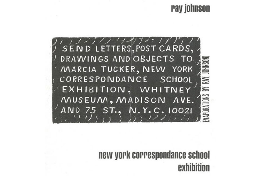 Ray Johnson's invitation to the first mail art show of the New York Correspondence School at the Whitney Museum, 1970