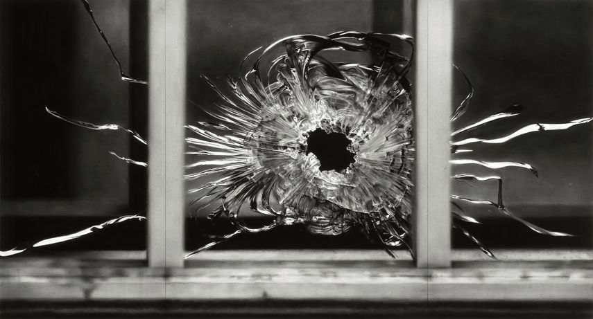 Robert Longo - Untitled (Bullet Hole in Window, January 7, 2015). 2015-2016