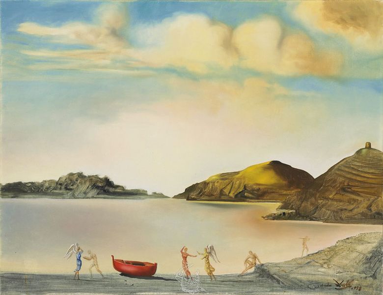 Salvador Dali - Portlligat at Sunset. Landscape, 1958; prints appear in the book prints collection