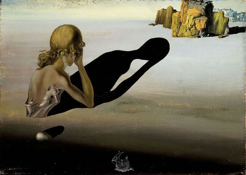 you can search for Salvador Dali - Remorse. Sphinx Embedded in the Sand, 1930; collection published on the english home page and as a book