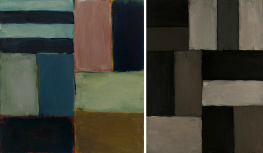 Sean Scully - Cut Ground Blue Pink, 2011 (Left) - Put This Back, 2011 (Right) home news exhibition gallery scully 2015 exhibitions