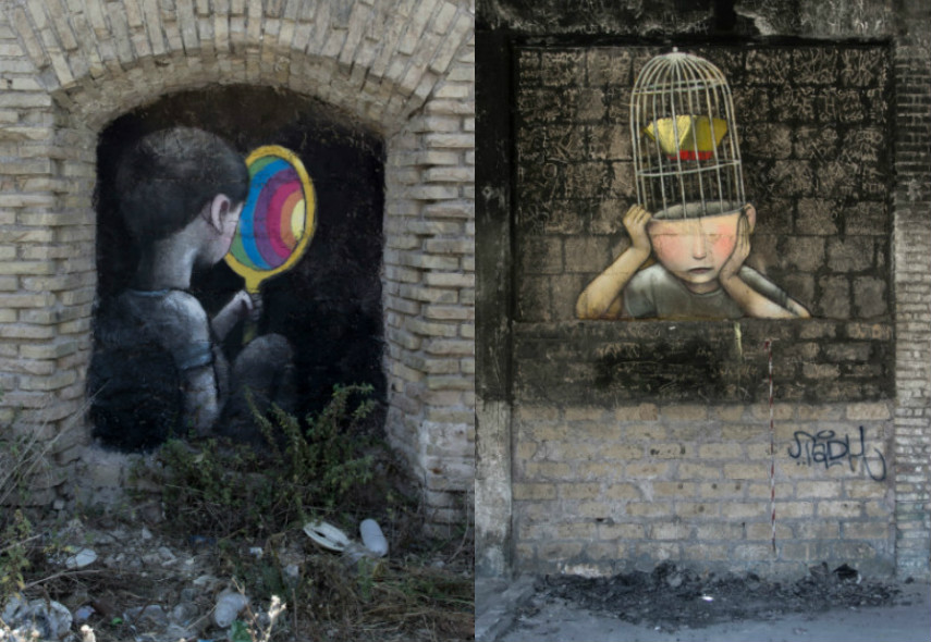 Seth - Left: Vultus est Inex Animi in Situ, 2016 / Right: Verba Volant Scripta Manent, 2016