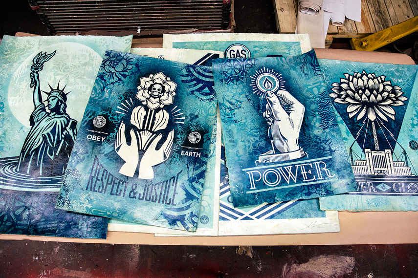 Shepard Fairey - Art pieces of the upcoming Earth Crisis exhibition - Image courtasy of Galerie Itinerrence
