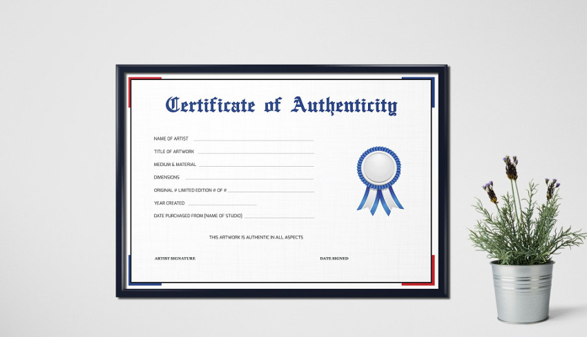 Simple Certificate of Authenticity Template