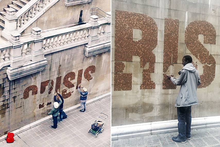 Street Artist Spy Creates An Installation With 1 000 Euros In Coins Widewalls