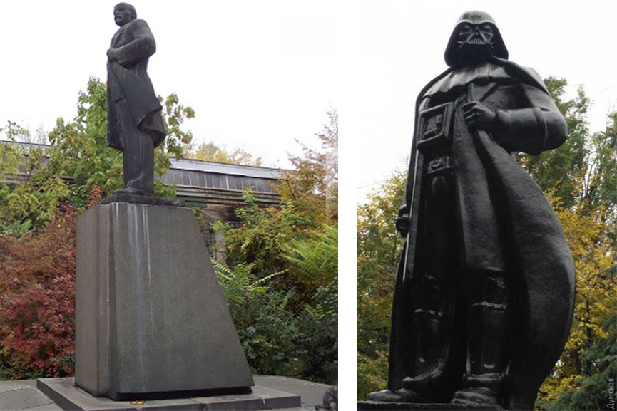 A Vladimir Lenin Statue Turned Into Darth Vader Monument in Ukraine