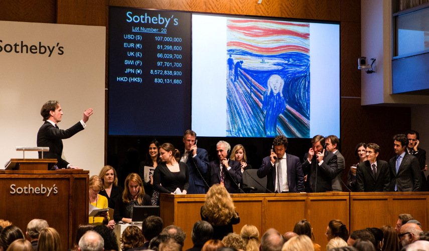 Photo of the Sotheby's auction taking place - auctions are the place where the value of art is determined
