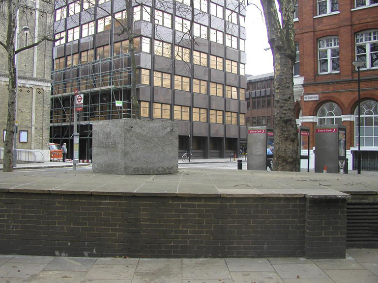 The original site of Banksy's The Drinker near Shaftesbury Avenue, London