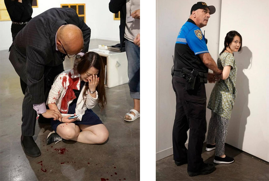 The woman who was stabbed and her alleged attacker at Art Basel Miami Beach. Courtesy Miami Herald