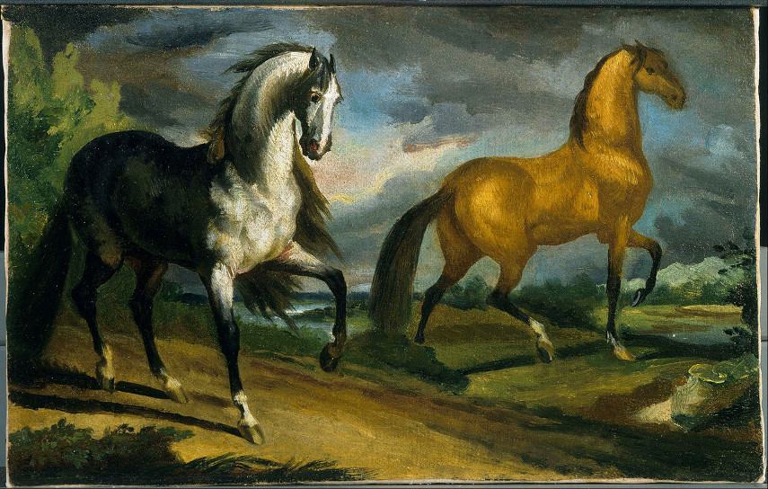 Romantic painting by Théodore Géricault - Two Horses