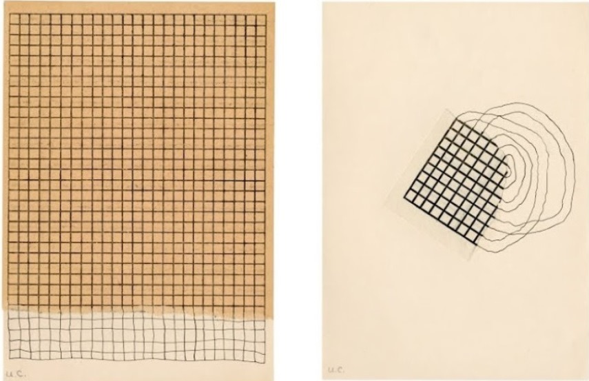 Left: Ulises Carrion - Margenes, collage and ink on paper, 1975 / Right: Ulises Carrion - S-T, collage and ink on paper, 1975
