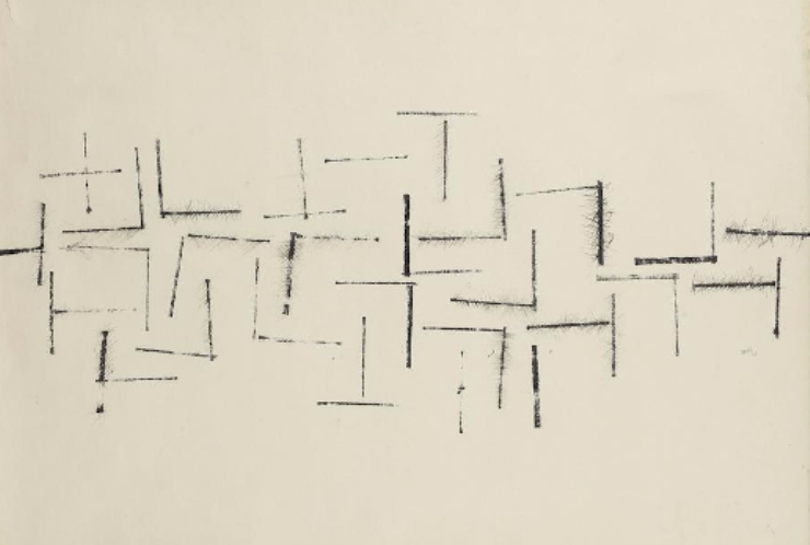 Vasudeo S. Gaitonde - Composition No.4 (Lot 32). Estimated at $30,974-$46,460; sold for $185,842